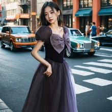 礼莎轻奢秋冬晚礼服裙女新款轻奢小众生日公主裙气质仙气艺考