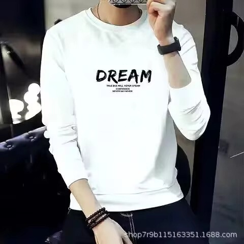 【Cross-Border European Size】【Cross-Border European Size】Loose Long-Sleeve Crew Neck Hoodie with Transfer Print, Casual Unisex T-Shirt