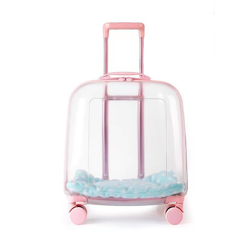 Caja de tracción de mascotas para salir, maleta de gato transparente portátil, dos cajas de transporte de perros de doble capa de gran capacidad