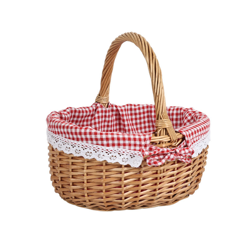 Cesta de huevos de mimbre cesta de verduras cesta de almacenamiento portátil cesta de regalo de fruta de huevo pastoral gran tamaño pequeño cesta de picnic