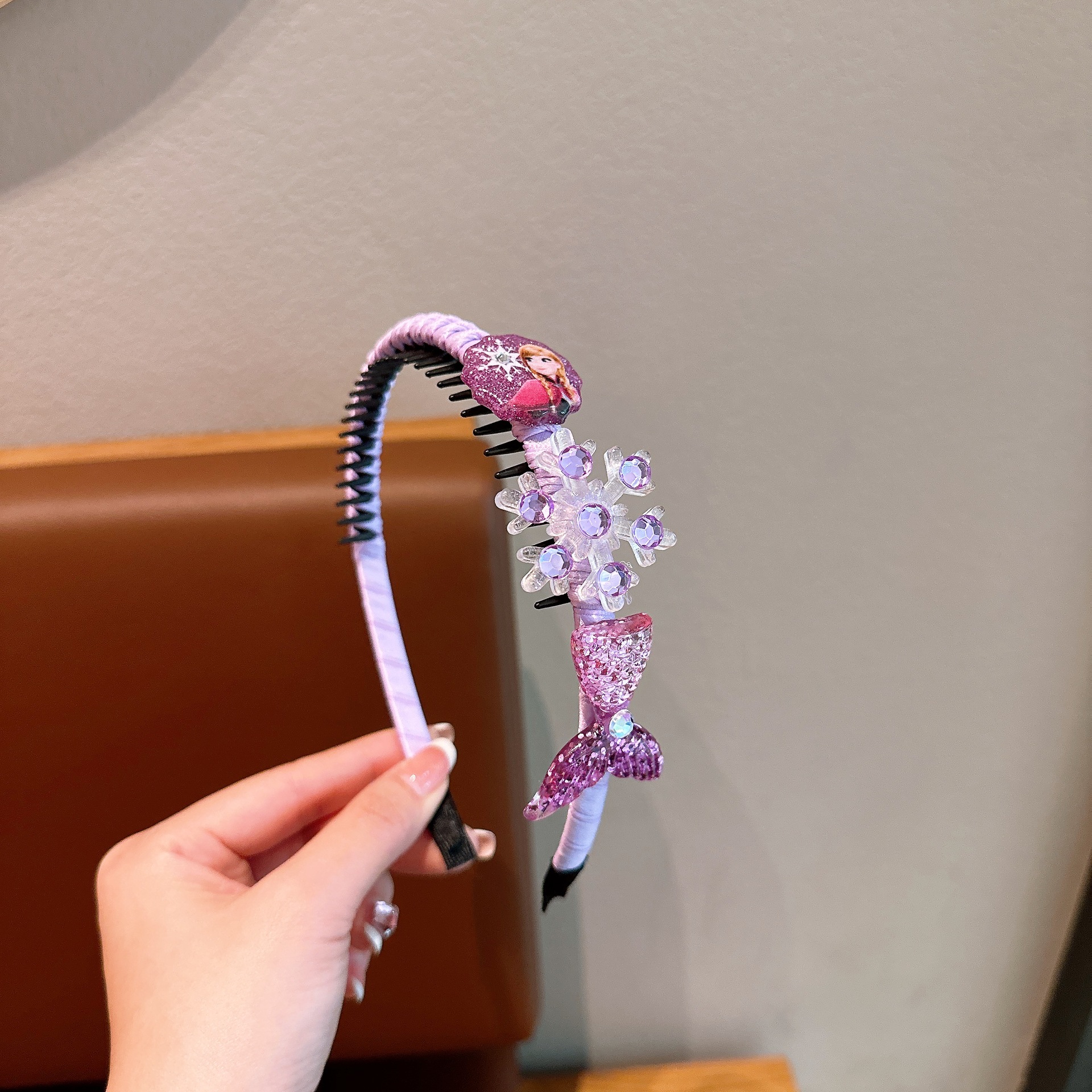 Niños Aisha princesa banda de cabello de niña hielo y nieve con dientes antideslizante banda de cabello acrílico coreano clip de cabello