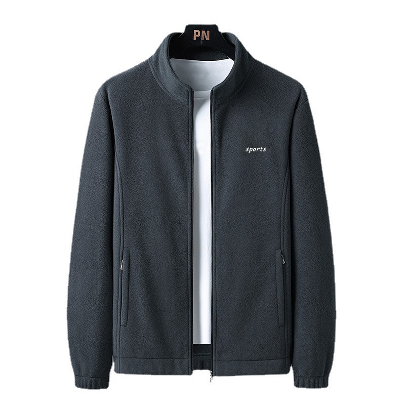 Polar fleece suéter abrigo de los hombres de lana de cordero forrado de lana de pie cardigan fleece chaqueta casual de los hombres de mediana edad al por mayor