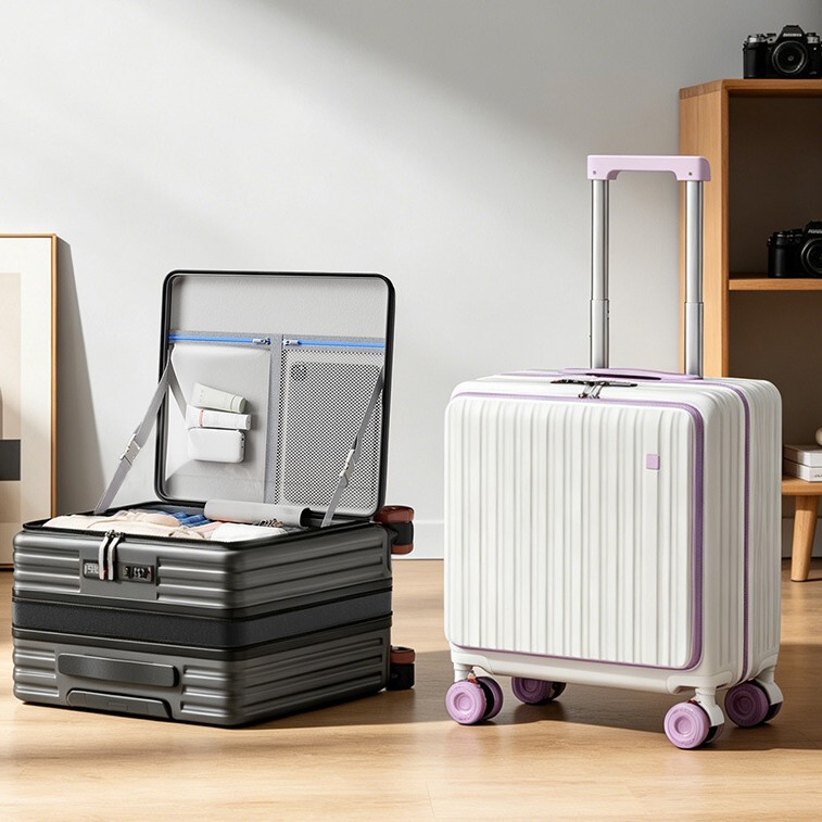 Customized Front-Opening Suitcase for Women 2026, Expandable Multifunctional Trolley Case 20inch Travel Suitcase Carry-On Leather Suitcase for Men Customized Front-Opening Suitcase for Women 2026, Expandable Multifunctional Trolley Case 20inch Travel Suitcase Carry-On Leather Suitcase for Men