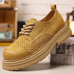Hollow Breathable Casual Leather Shoes Men's Summer New Versatile Low-Cut Work Boots Lightweight Outdoor Boots 1893
