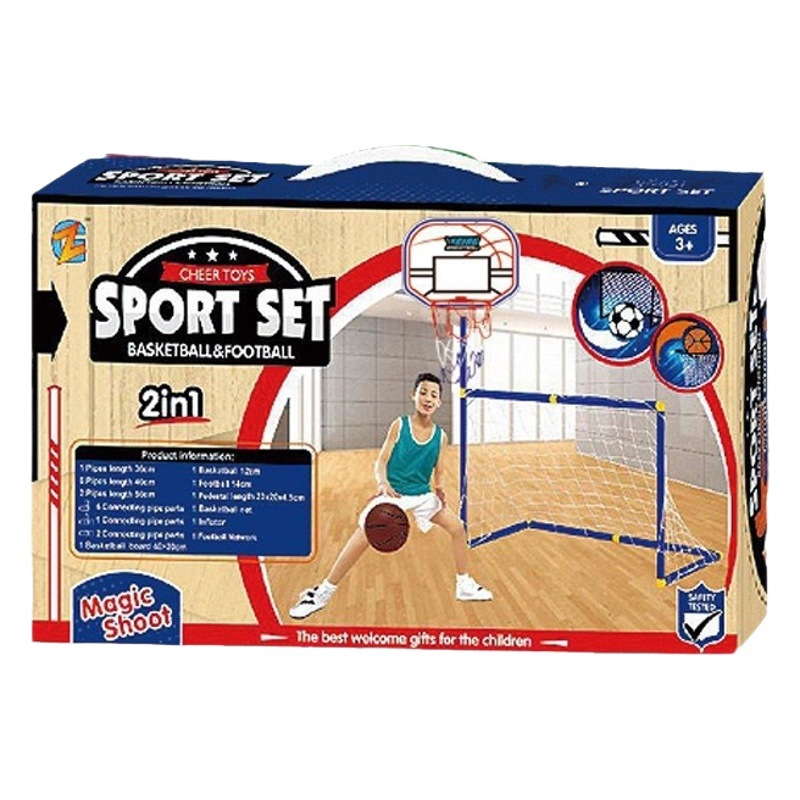 Set de Baloncesto y Fútbol para Niños 2 en 1 Plástico Desmontable Portátil para Interior y Exterior image 1