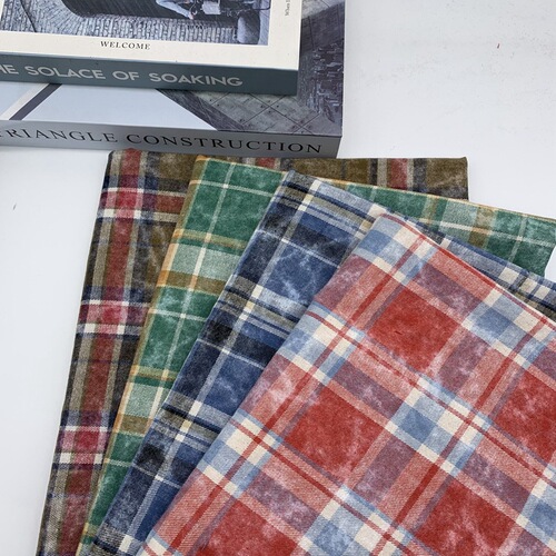 Fleece-lined shirt jacket, grid fabric 21-count twill brushed grid fabric, printed pattern rendering grid fabric