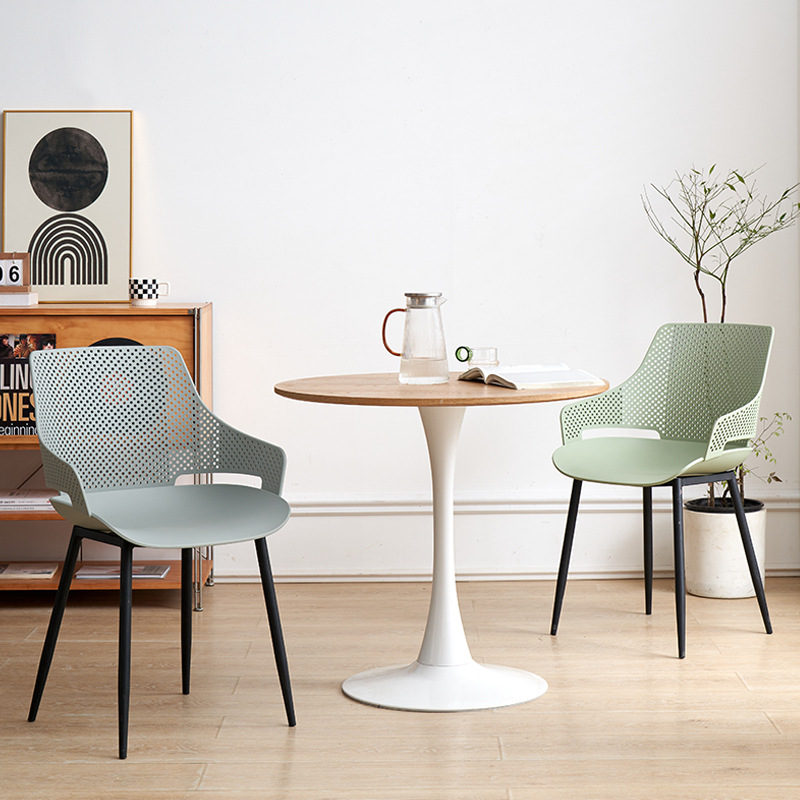 Fuente silla de plástico grueso hogar hierro forjado respaldo de plástico silla de comedor dormitorio tocador silla hueco negociación