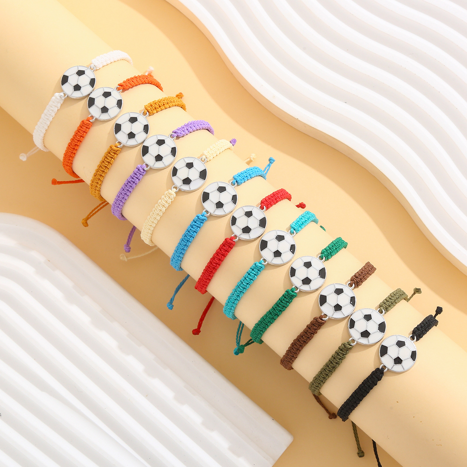 Cross-Border Hot-Selling Wax Thread Hand-Woven Alloy Baseball Football Bracelet Basketball Team Fan Party Gift Bracelet