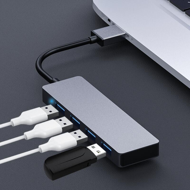 USB转四口USB3.0HUB分线器高速传输多功能拓展坞全铝合金材质多口