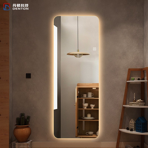Smart borderless dressing mirror LED light wall-mounted full-length mirror rounded hanging fitting room mirror with light decorative mirror