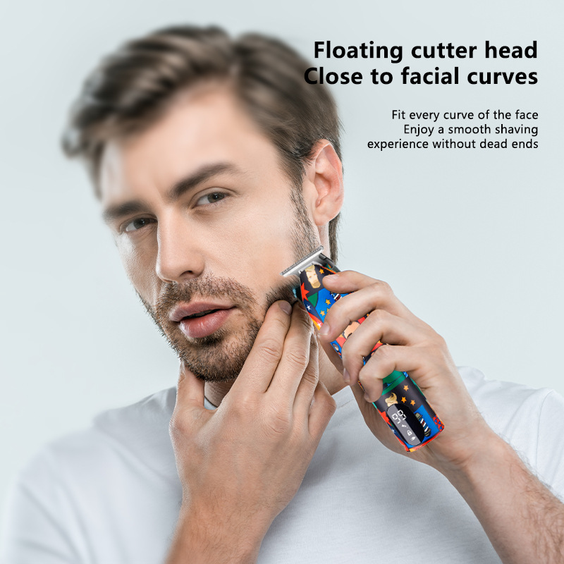 Vintage Carving Men's Cross-border Electric Hair Cutter Oil Hair Trimmer Razor Electric Rechargeable Hair Cutter Digital Hair Trimmer
