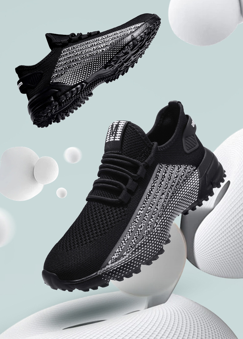 Große Größen Herrenschuhe Neue Marathon-Langstreckenlaufschuhe, atmungsaktive und leichte Laufschuhe Herren Flywoven Mesh Joggingschuhe_voghion.com