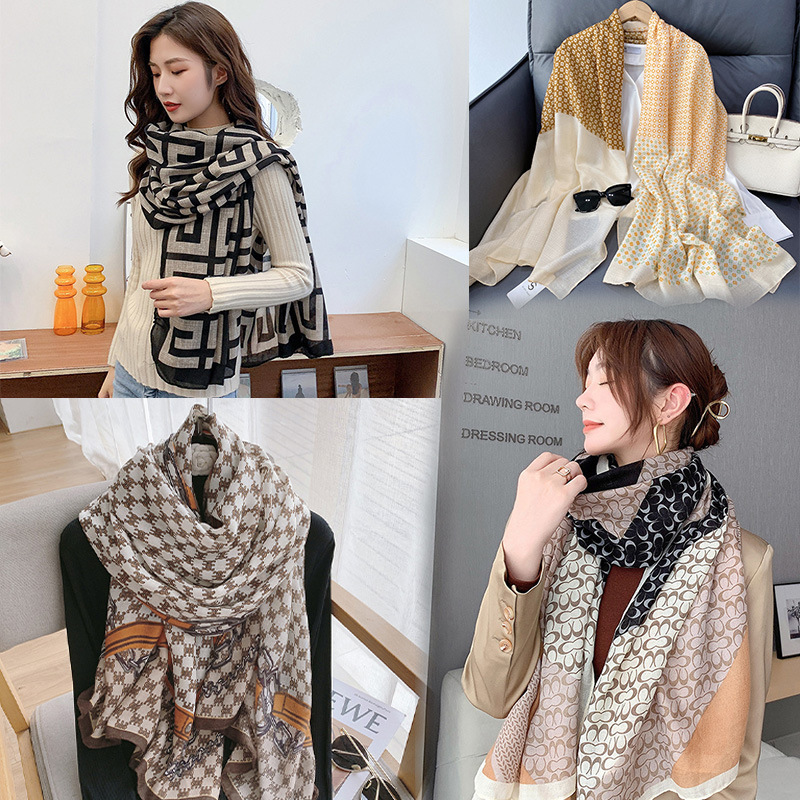 Korean Dongdaemun Popular Cotton and Linen Scarf for Women, New Autumn and Winter Versatile Warm Fashion Letter Scarf Decorative Shawl Korean Dongdaemun Popular Cotton and Linen Scarf for Women, New Autumn and Winter Versatile Warm Fashion Letter Scarf Decorative Shawl