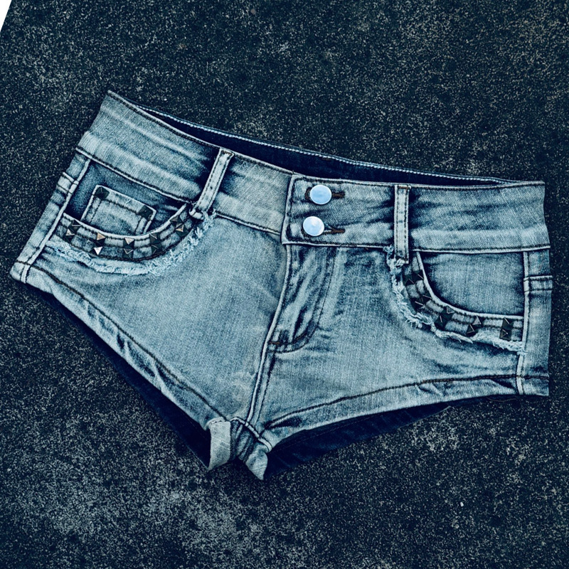 Distressed Denim Shorts for Women, Ultra-Low Waist, Slimming Design, Niche American Hot Girl Dance Live Broadcast, Ultra-Short Hot Pants