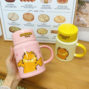 Garfield Genuine Joint Mug with Lid and Spoon Creative Couple Water Cup Ceramic Cup Accompanying Gift Birthday Gift