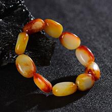 新疆和田玉籽料原石手串红皮羊脂玉白玉手链原籽原皮男女款手持