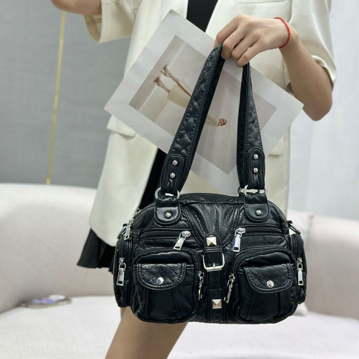 Retro polyurethane underarm bag, fashionable one-shoulder bag