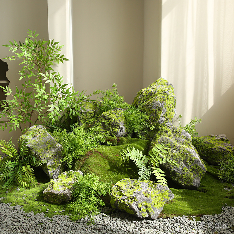 Simulation stone landscaping moss foam landscaping stone indoor and outdoor courtyard layout rockery decoration fake stone props