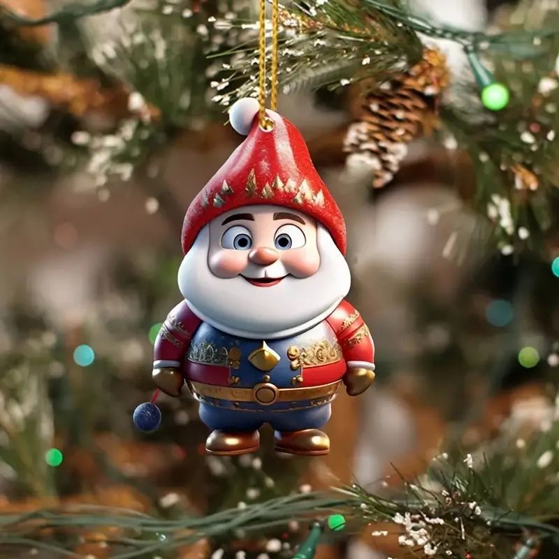 Nuevos productos transfronterizos personajes lindos de Navidad accesorios de automóvil acrílico plano espejo retrovisor decoración colgante