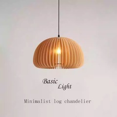 跨境中古风原木餐厅吊灯日式侘寂风南瓜造型创意木艺灯具摇摆臂灯