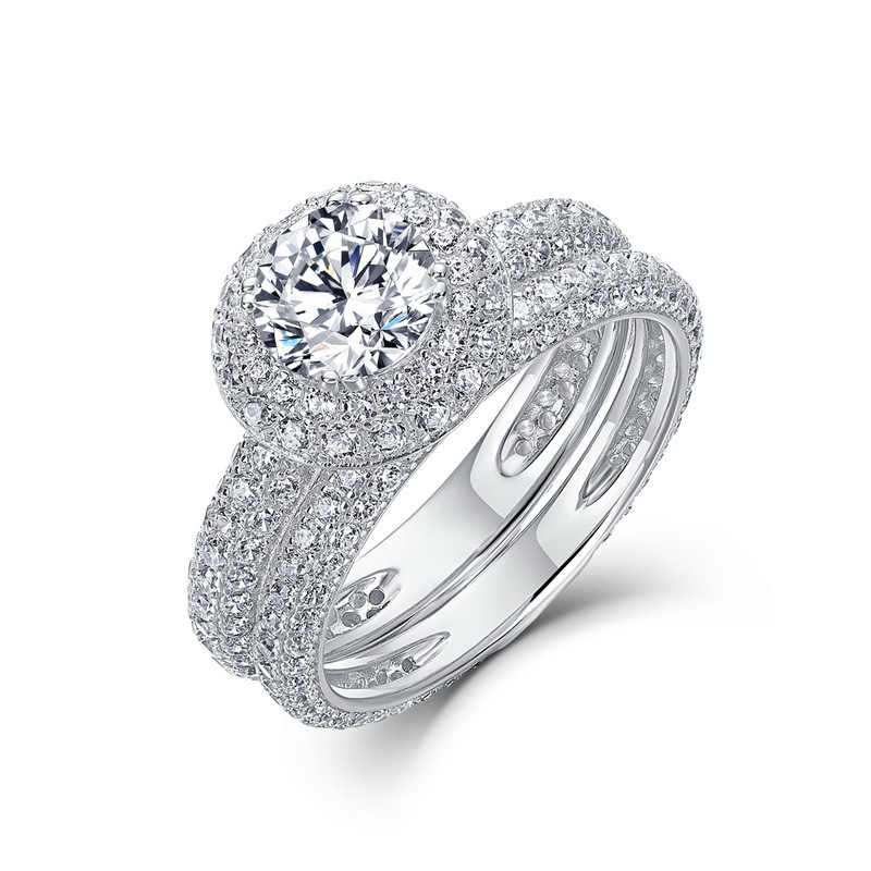 Especial transfronterizo para el anillo de diamantes de moissanita brillante y brillante femenino S925 plata industria pesada anillo de diamantes de color con incrustaciones completas anillo combinado moda