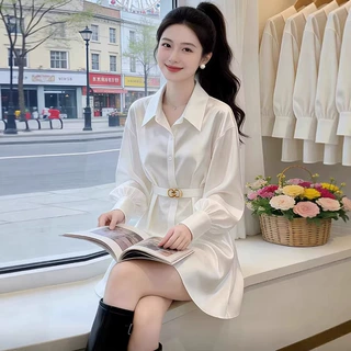 早春法式休闲衬衫裙女2026新款高级感减龄洋气轻奢设计感长袖上衣