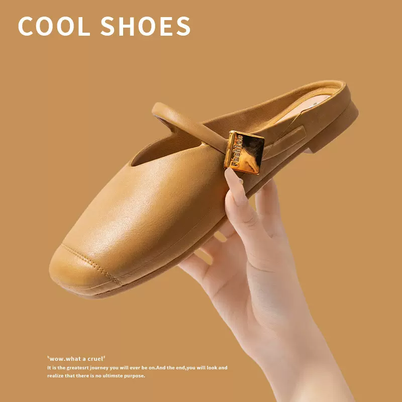 2025新款复古包头软底懒人外穿单鞋塑胶PVC气质仙女平底时尚拖鞋