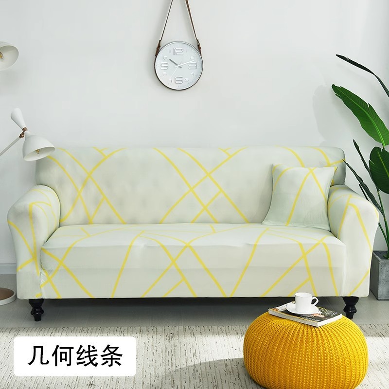 Color sólido cuatro estaciones cubierta de sofá universal estilo nórdico de punto elástico todo incluido cubierta de sofá alfombra de polvo