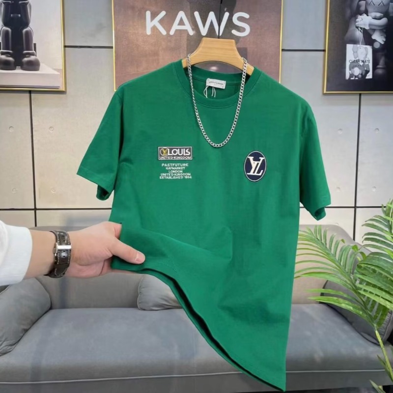 Cuello redondo de impresión de la letra media manga de los hombres de verano de moda marca de moda juvenil camiseta estándar