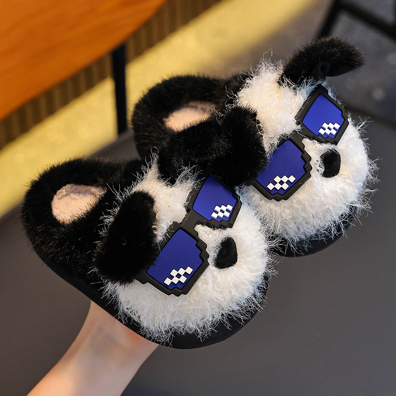 Otoño y invierno zapatillas de algodón para niños y niñas calientes y pelusa para padres e hijos, zapatos de algodón antideslizantes para cachorros