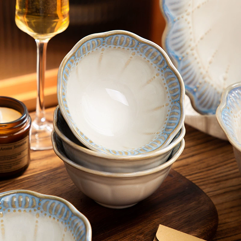 Ceramic set, gift box, tableware, retro soup bowl, light luxury style