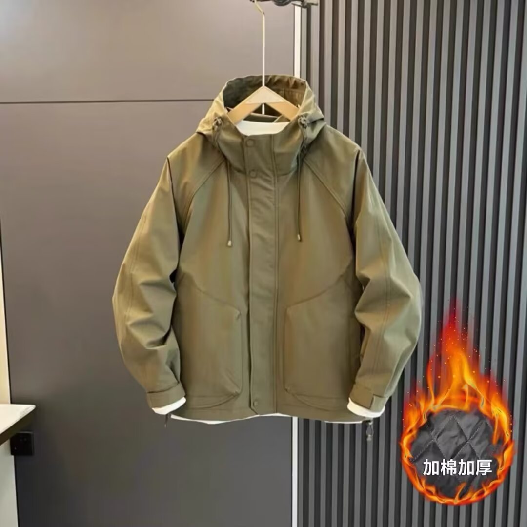 Hooded Jacket Men's Trendy Brand Casual All-match Work Jacket Spring and Autumn Fashion Sports Simple Outdoor Jacket