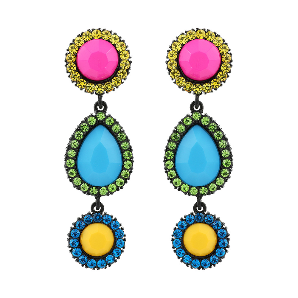Earrings Classification 1 Pair Quantity Retro Geometric Alloy Tassel Plating Inlay Artificial Gemstones Women's Earrings 1 Pair