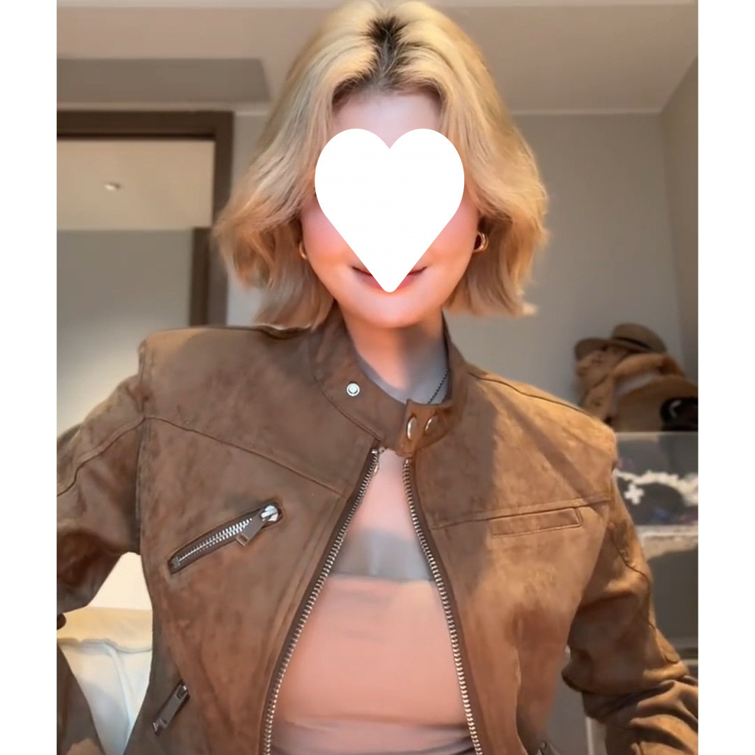 美式复古棕色鹿皮绒短款外套女秋季气质感休闲机车服夹克上衣