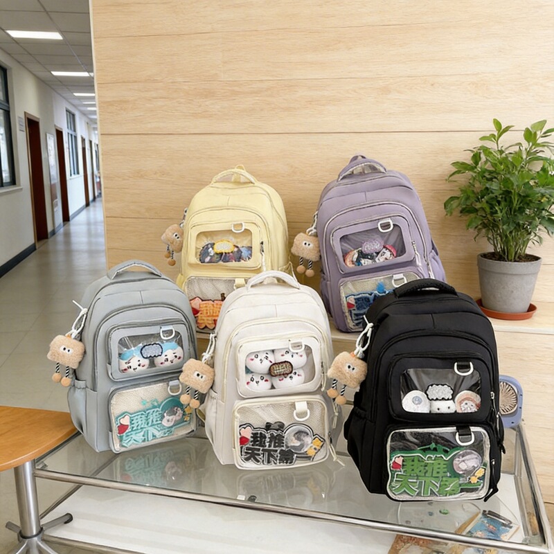 2025 New Style Backpack, College-Style School Bag for Girls, Versatile Transparent Ita Bag for Students Attending Class, Half-Slope Women's Bag 2025 New Style Backpack, College-Style School Bag for Girls, Versatile Transparent Ita Bag for Students Attending Class, Half-Slope Women's Bag