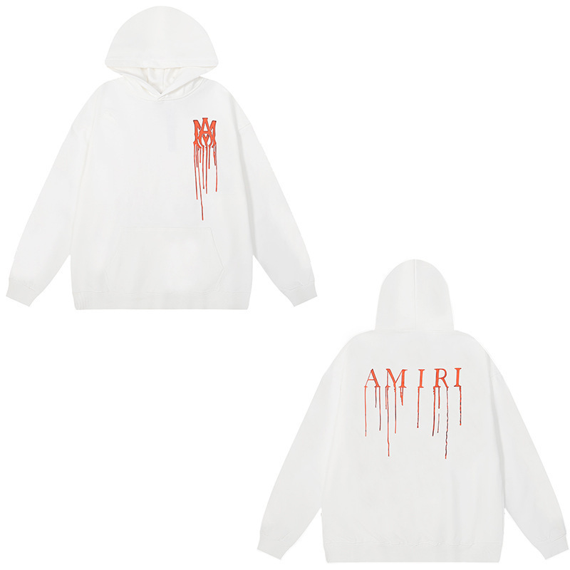 アメリカンストリート Amiri ニッチハイストリート男性と女性のカップルソリッドカラーコットンプリントプルオーバースウェットシャツレトロパーカー|undefined