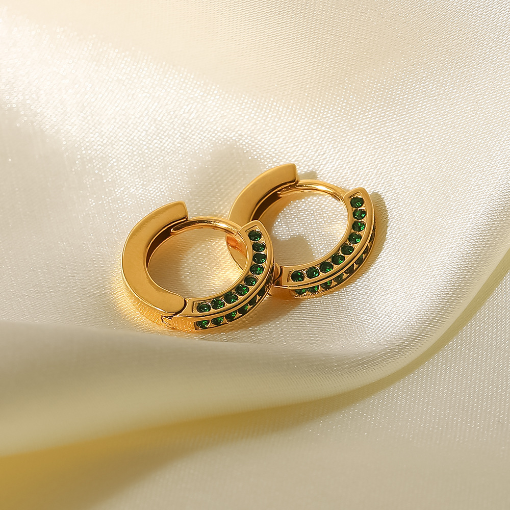 Fashion Circle Stainless Steel Earrings Gold Plated Zircon Stainless Steel Earrings