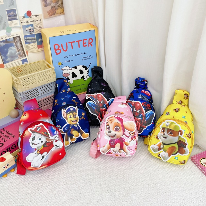 New European and American Cross-border Boys' Bag Wholesale Cartoon Spiderman Crossbody Bag Little Girl Wang Wang Team Children's Chest Bag