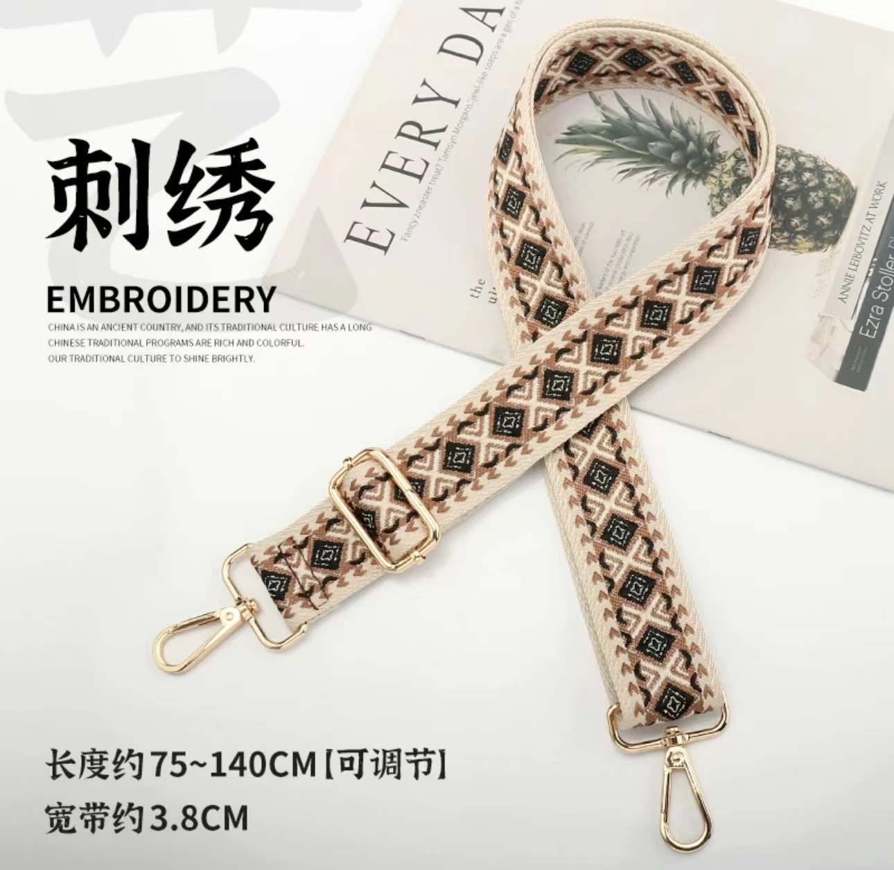 Correa de hombro ajustable jacquard 38mm ancha resistente poliéster universal bolso