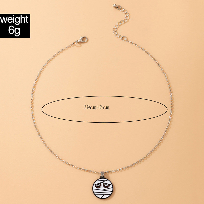 Halloween ghost eyeball mummy pumpkin lantern geometric necklace wholesale nihaojewelry