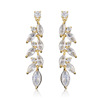 Retro earrings, zirconium for bride, European style, simple and elegant design, light luxury style, micro incrustation