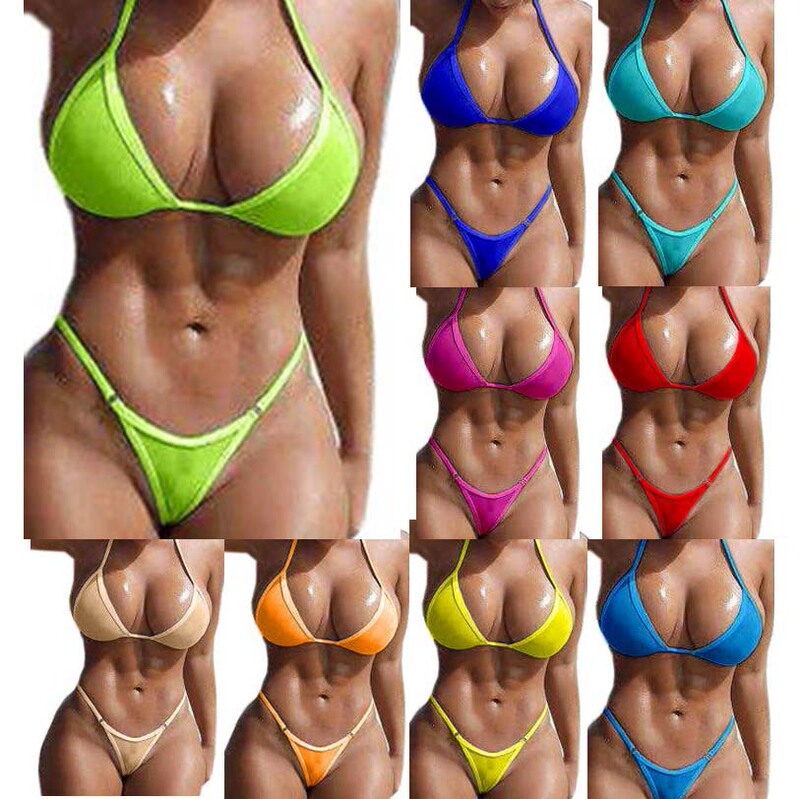 European and American Women's Sexy Underwear Swimwear Underwear Women's Sexy Bra Perspective Three-point Bikini Swimsuit Set