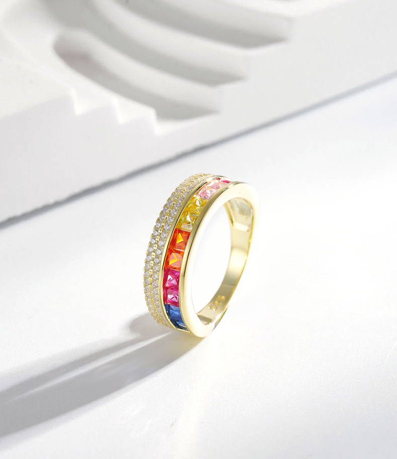 Luxurious Geometric Sterling Silver Diamond Zircon Rings