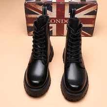 马丁靴男低帮2024秋季复古英伦风真皮厚底增高机车工装短靴