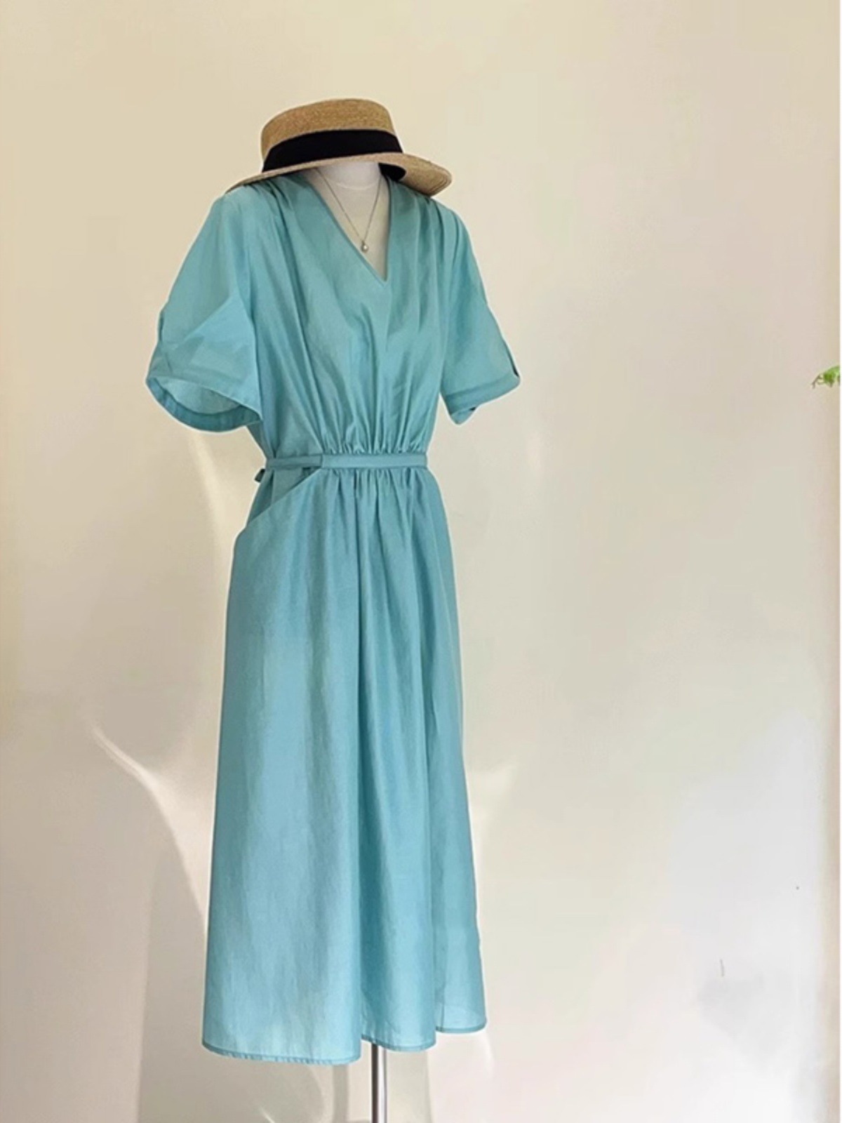 Đầm maxi nữ thắt eo dáng dài màu xanh dương mùa hè FL231978 — Đầm chi tiết 7