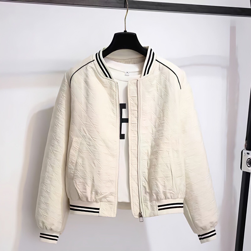 Women's Spring and Autumn New Quilted Baseball Jacket, Loose Fit, Solid Color Casual Short Jacket, Chanel-Style Coat