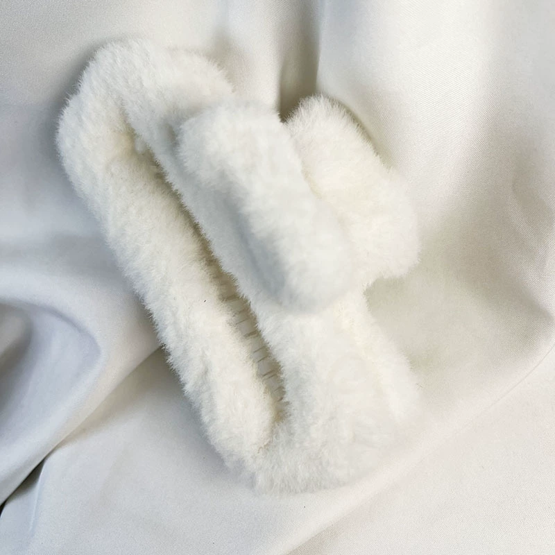 Плюшевый зажим для волос (большой) мягкий меховой краб-зажим, геометрический, 11–13 см, разные цвета