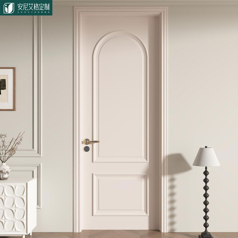 Free Color Matching French Door Solid Wood Composite Paint Door Indoor Bedroom Door Set Door Room Double Door Wooden Door