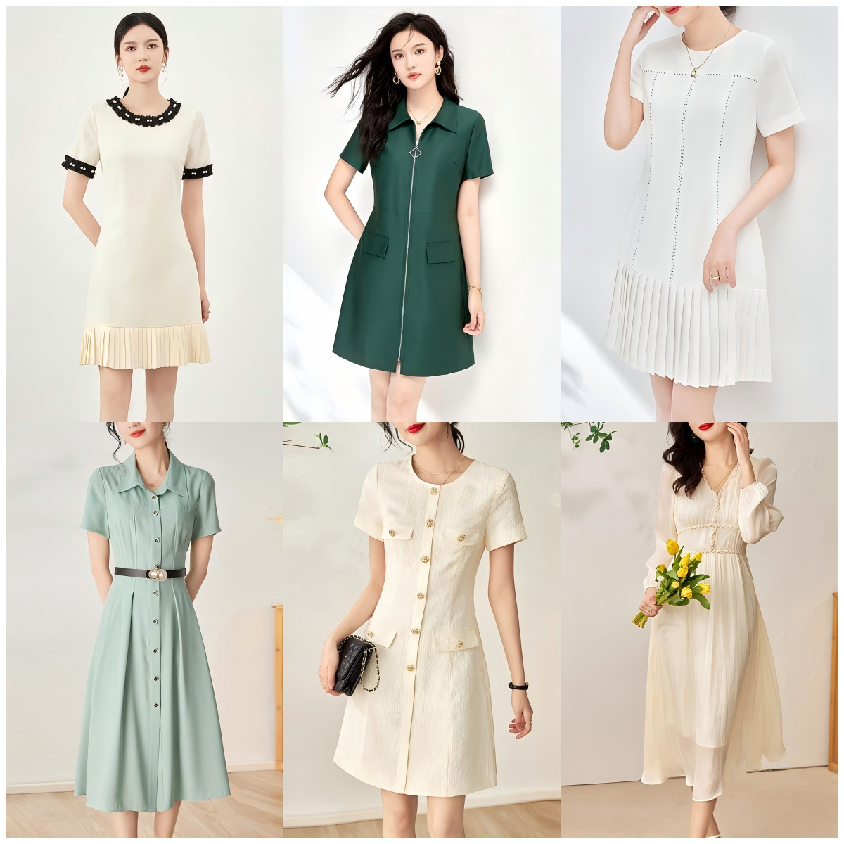 Đầm suông nữ midi mùa hè — 2306208 - Hồng