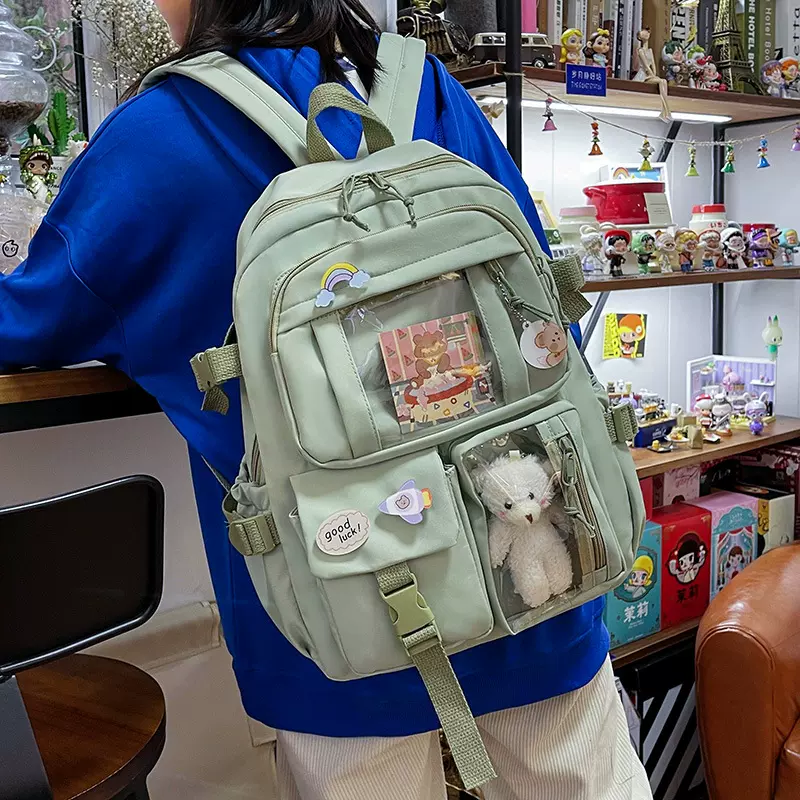 新款韩版原宿ins双肩包轻便大容量休闲背包简约百搭洋气学生书包